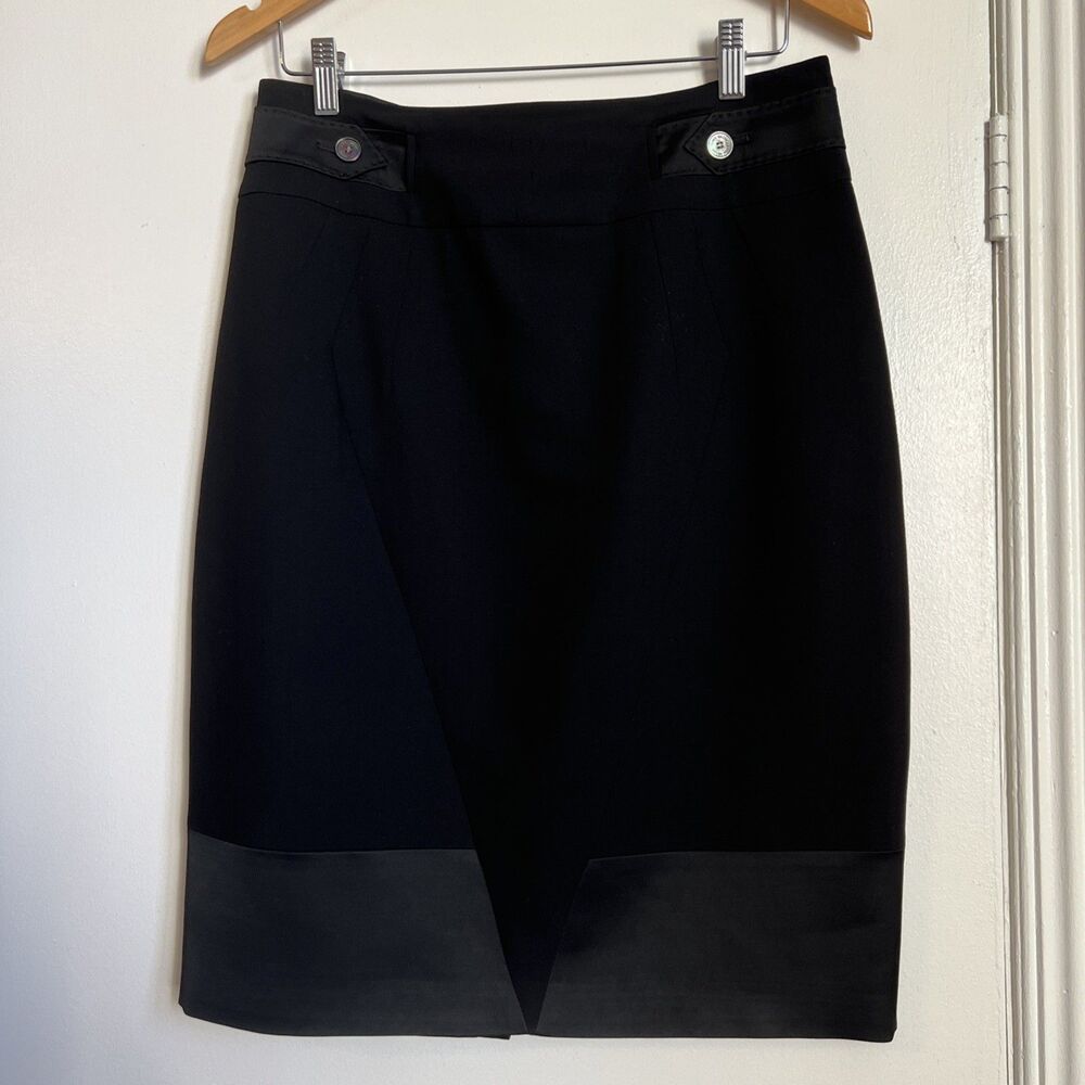 Karen Millen Size 10 Women's Midi Skirt  Black Wool Blend VERY GOOD